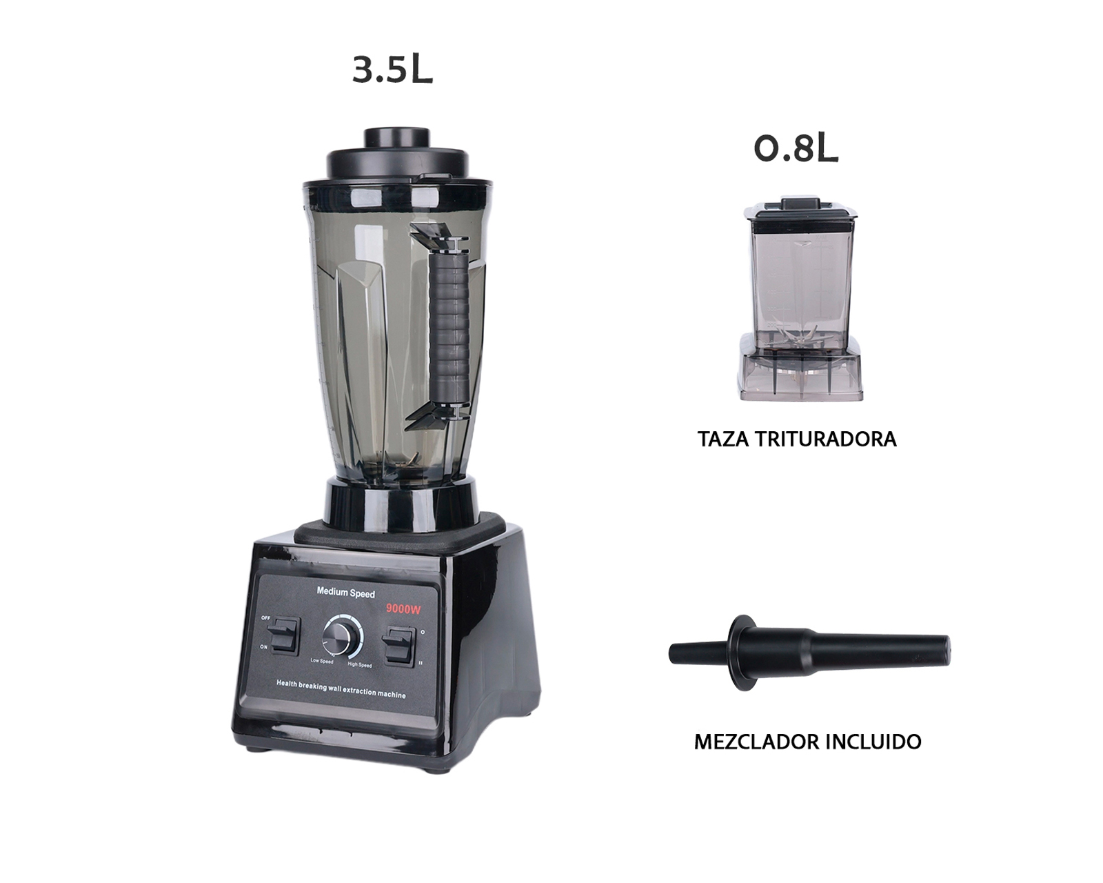 Foto 3 pulgar | Licuadora Profesional 3.5l Vaso Blender 15 Velocidades Basitex Color Negro