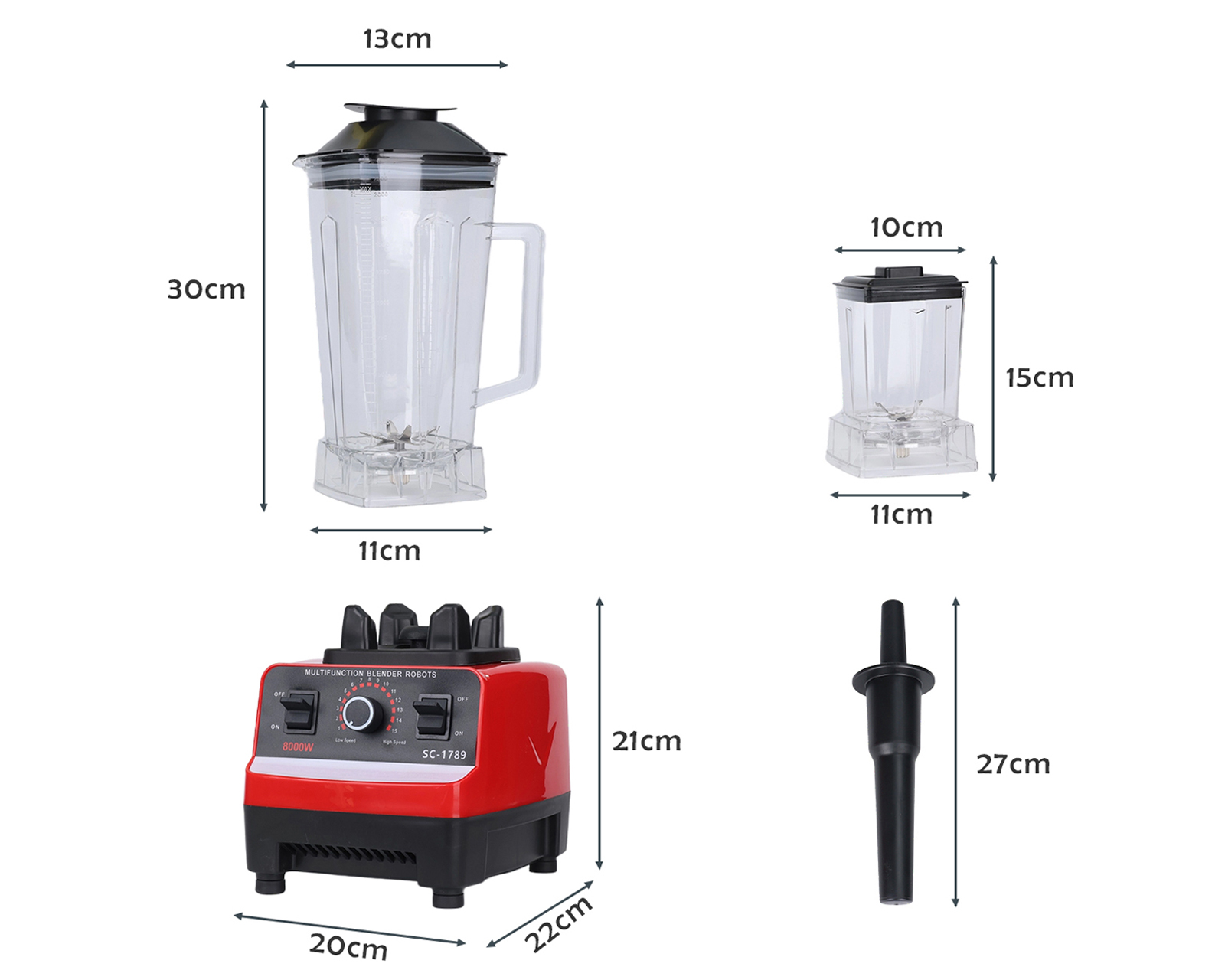 Foto 4 pulgar | Licuadora Profesional 2.5l Vaso Blender 15 Velocidades Basitex Color Rojo