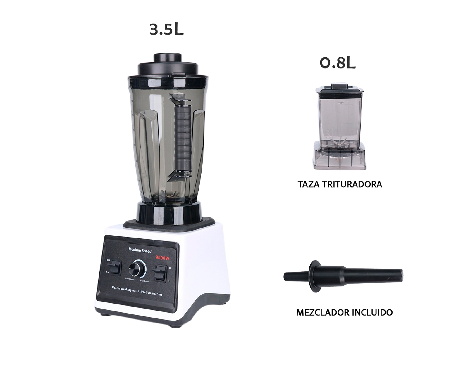 Foto 3 pulgar | Licuadora Profesional 3.5l Vaso Blender 15 Velocidades Basitex Color Blanco
