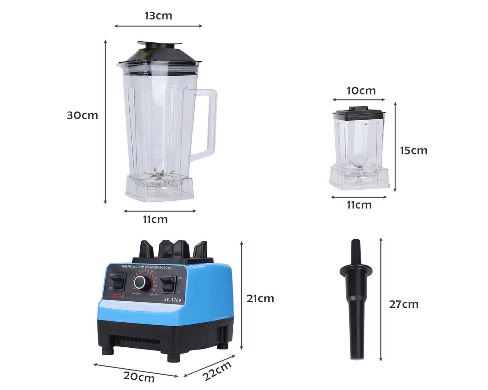 Foto 4 pulgar | Licuadora Profesional 2.5l Vaso Blender 15 Velocidades Basitex Color Azul