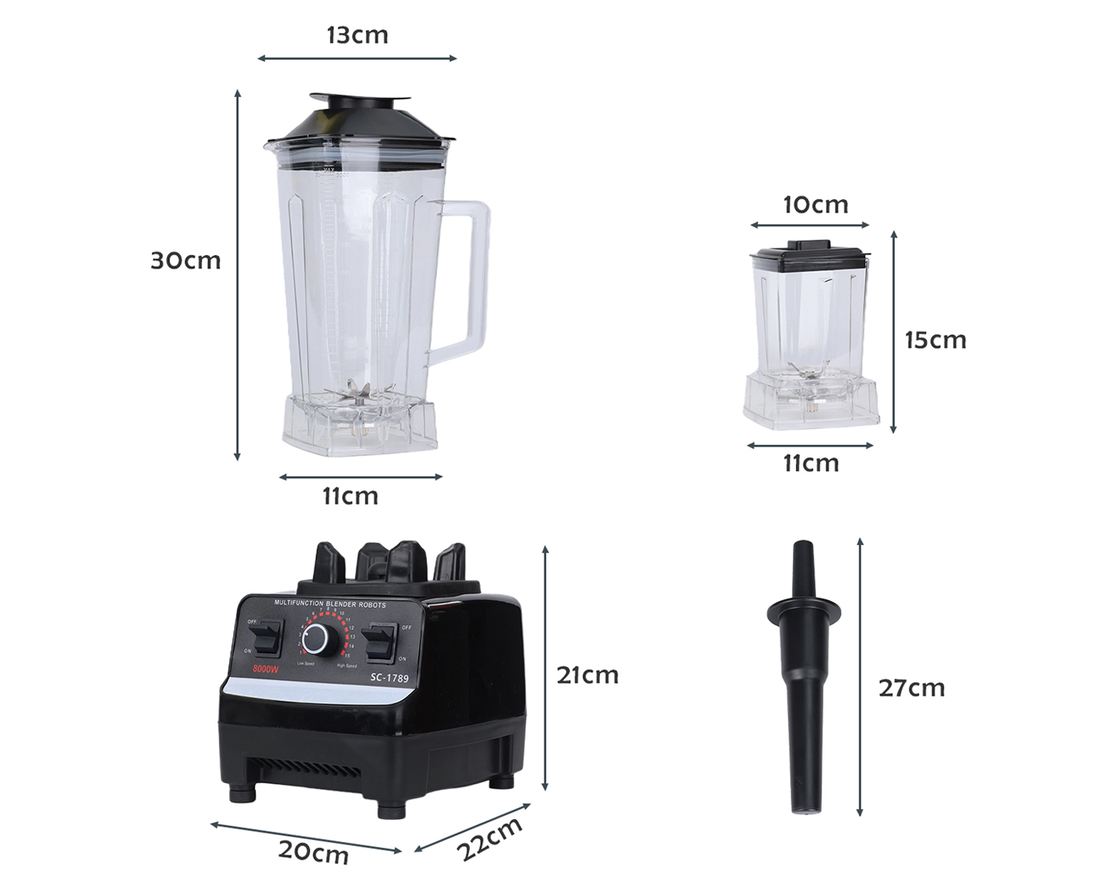 Foto 4 pulgar | Licuadora Profesional 2.5l Vaso Blender 15 Velocidades Basitex Color Negro