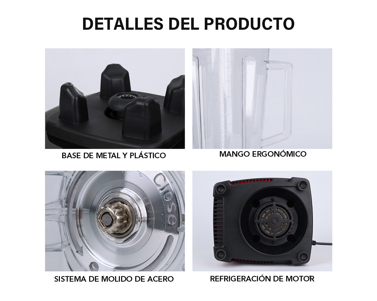Foto 5 pulgar | Licuadora Profesional 2.5l Vaso Blender 15 Velocidades Basitex Color Negro
