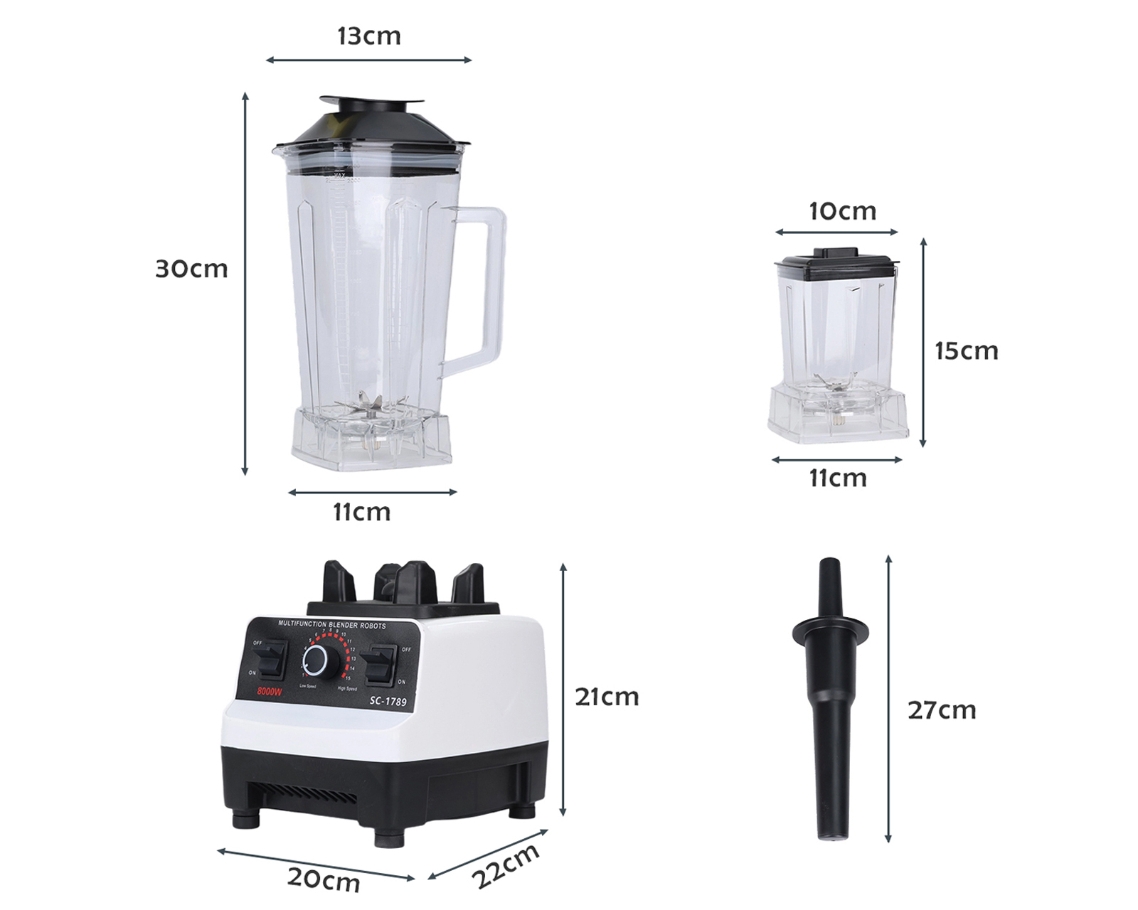 Foto 4 pulgar | Licuadora Profesional 2.5l Vaso Blender 15 Velocidades Basitex Color Blanco