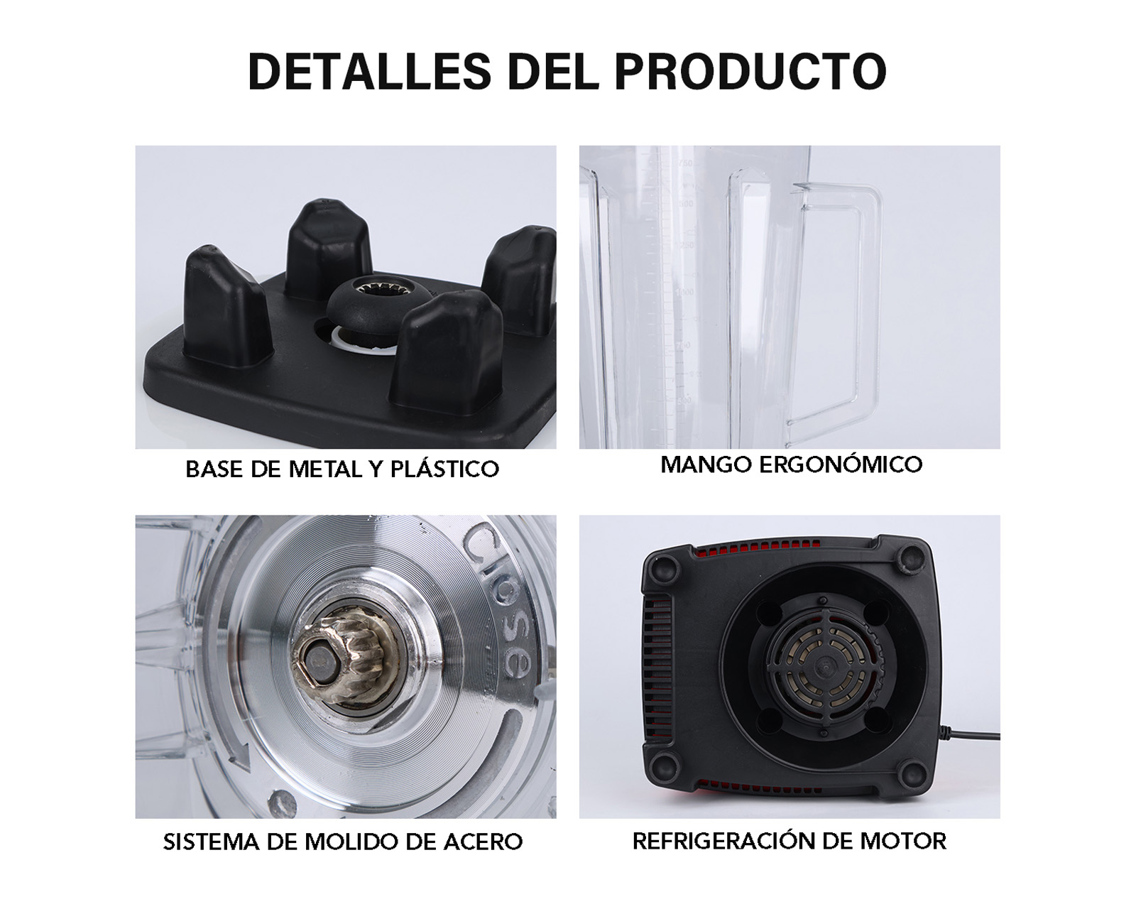 Foto 5 pulgar | Licuadora Profesional 2.5l Vaso Blender 15 Velocidades Basitex Color Blanco