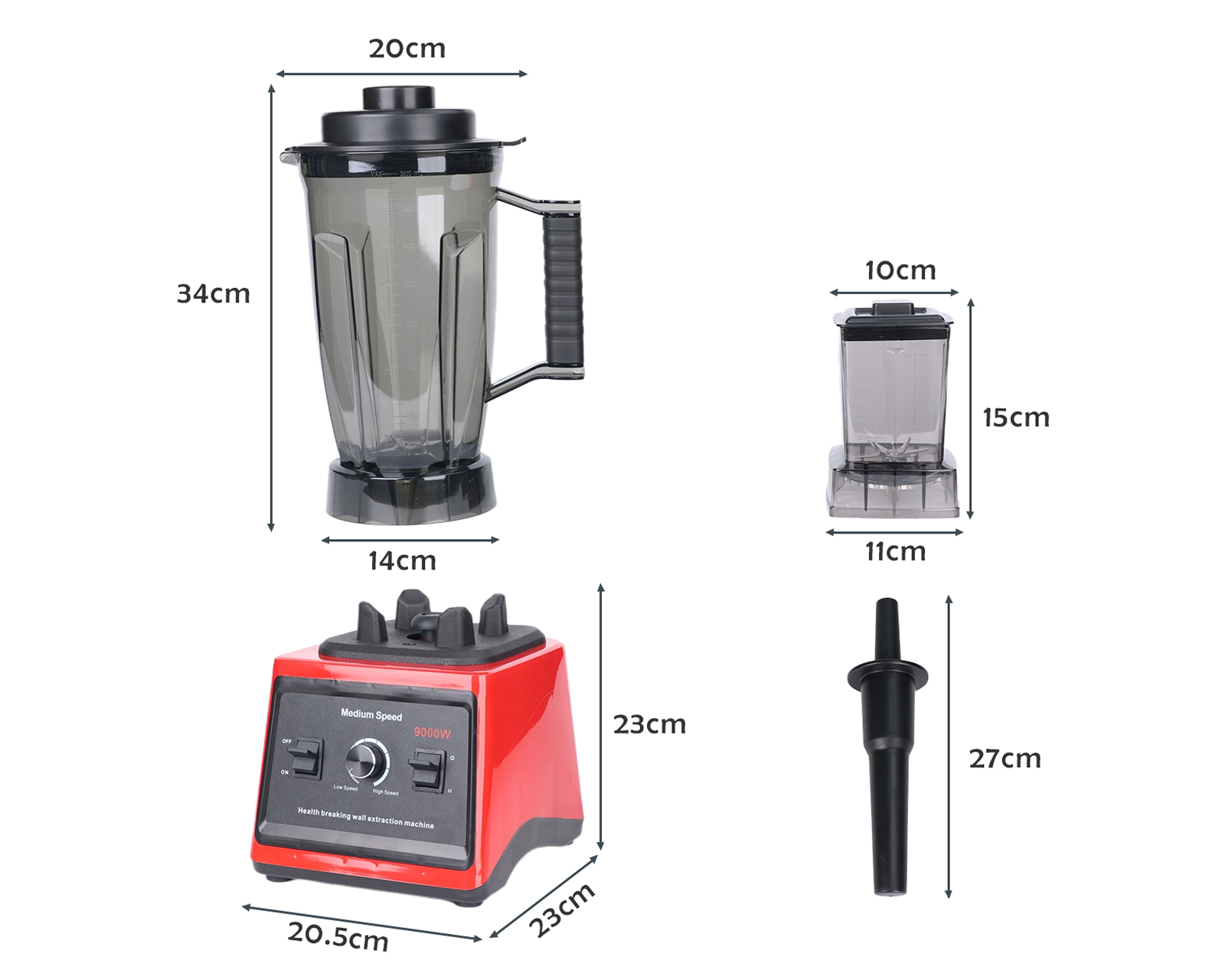 Foto 4 pulgar | Licuadora Profesional 3.5l Vaso Blender 15 Velocidades Basitex Color Rojo