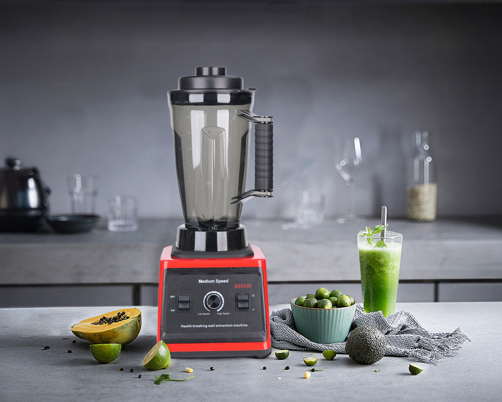 Foto 9 pulgar | Licuadora Profesional 3.5l Vaso Blender 15 Velocidades Basitex Color Rojo