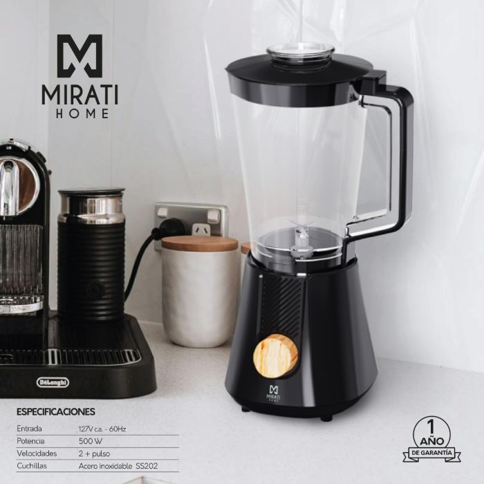 Foto 4 | Licuadora Mirati Home 3 Velocidades Cuchillas De Acero Inoxidable Color Negro Modelo Mbl01n