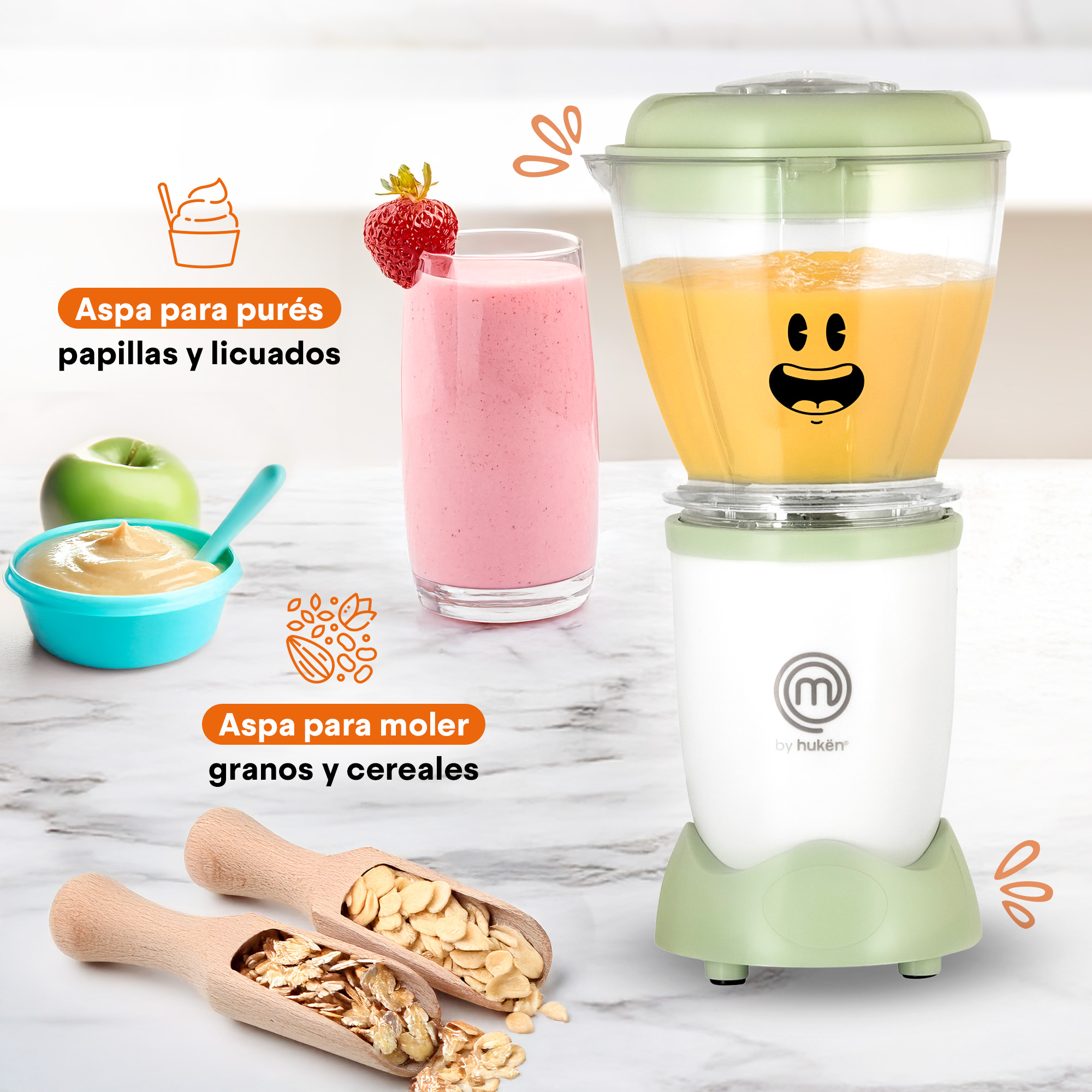 Foto 6 | Set De Licuadora Nutri-baby 2 En 1 Masterchef By Hukën Mk-nb-baby Verde Menta 300w