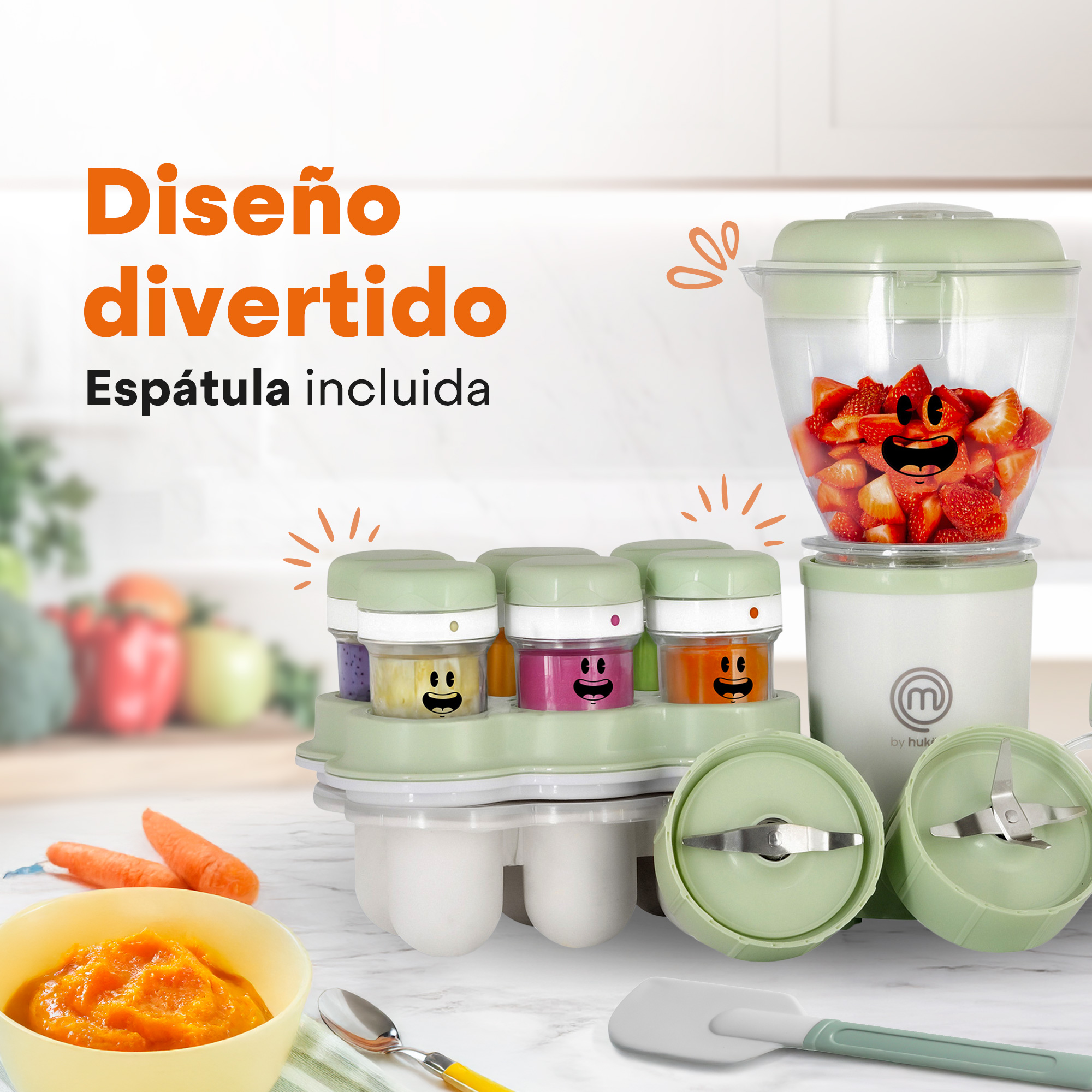 Foto 9 pulgar | Set De Licuadora Nutri-baby 2 En 1 Masterchef By Hukën Mk-nb-baby Verde Menta 300w