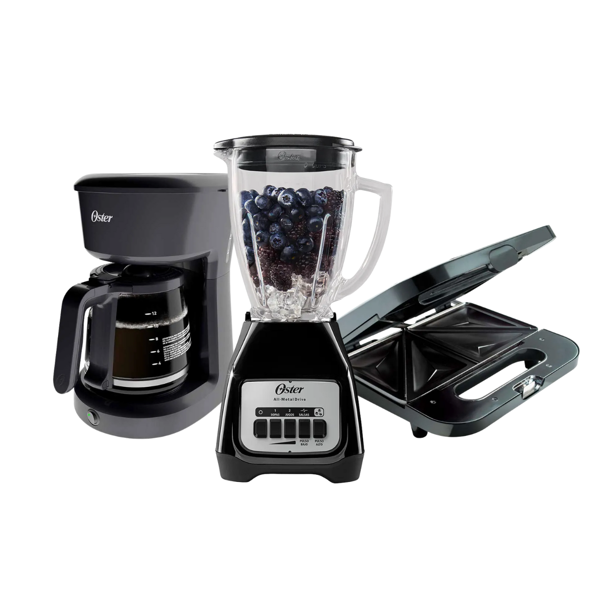 Combo Oster Licuadora Cafetera y Sandwichera