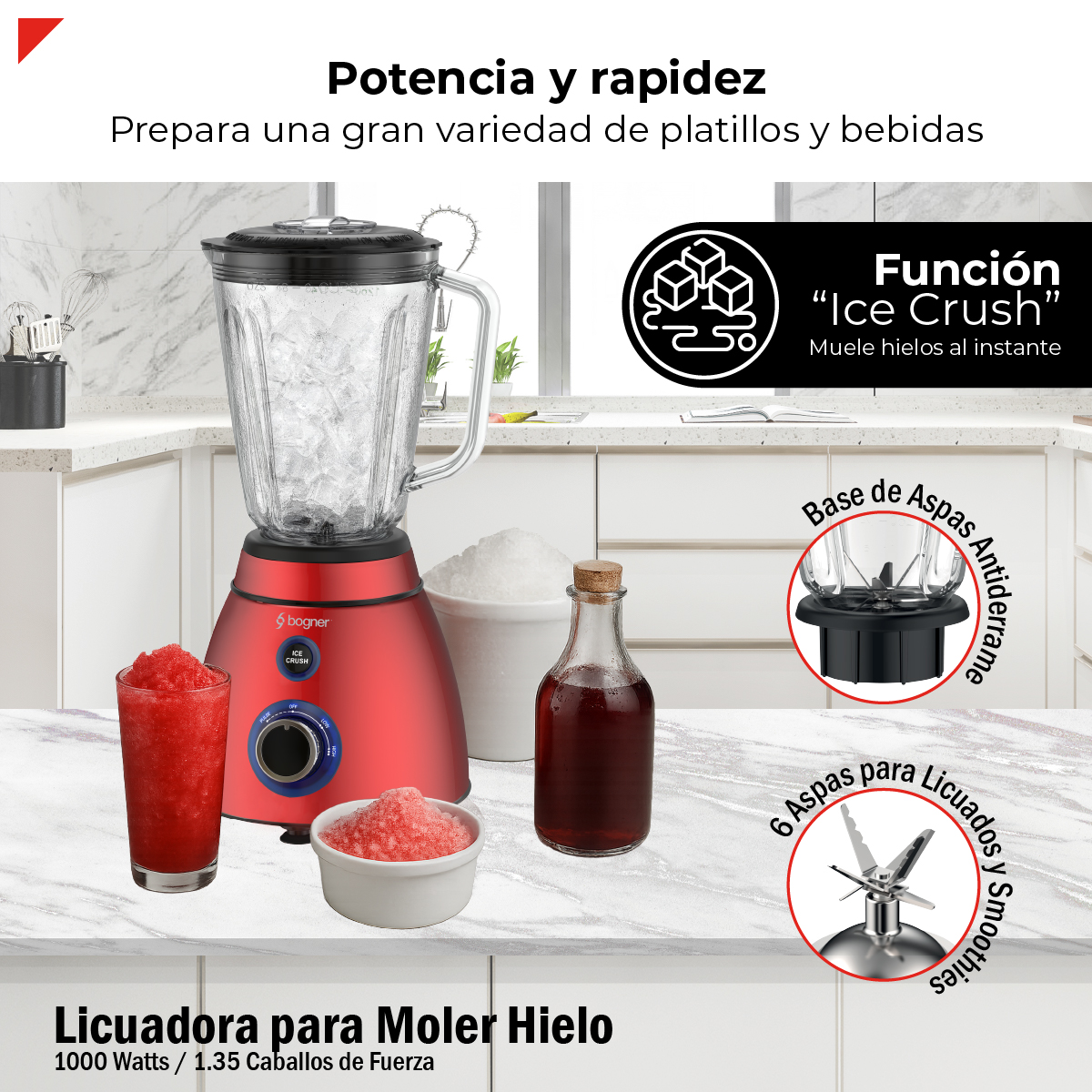 Foto 3 pulgar | Bogner Licuadora Para Moler Hielo 1000w / 1.35 Cf Bsb05r