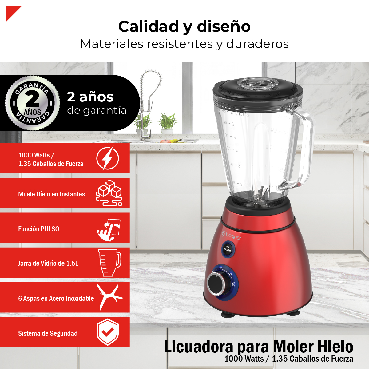 Foto 4 pulgar | Bogner Licuadora Para Moler Hielo 1000w / 1.35 Cf Bsb05r