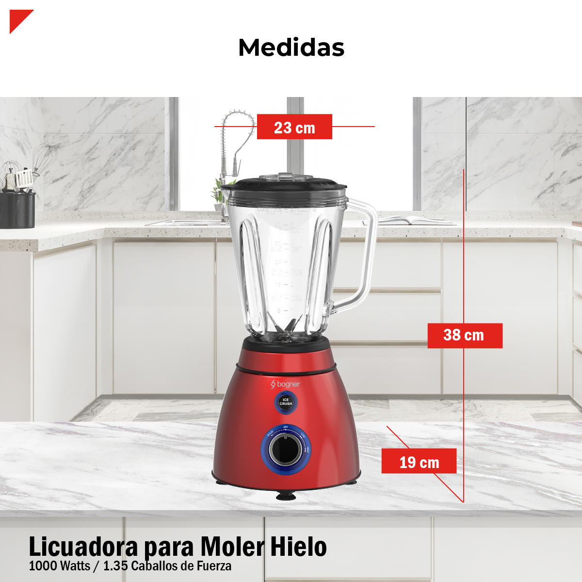 Foto 4 | Bogner Licuadora Para Moler Hielo 1000w / 1.35 Cf Bsb05r