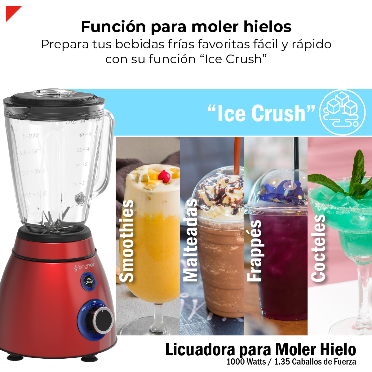 Foto 5 | Bogner Licuadora Para Moler Hielo 1000w / 1.35 Cf Bsb05r