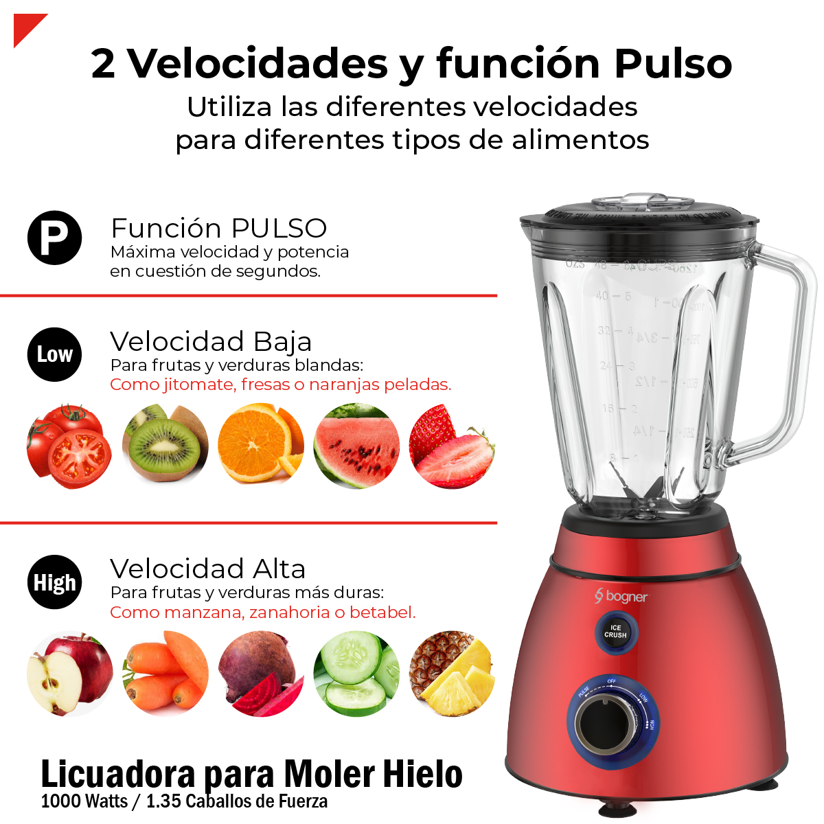 Foto 7 pulgar | Bogner Licuadora Para Moler Hielo 1000w / 1.35 Cf Bsb05r