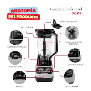 Foto 3 | Licuadora Profesional Ninja Co650b 4 Velocidades 2.1 L Negro Con Plata
