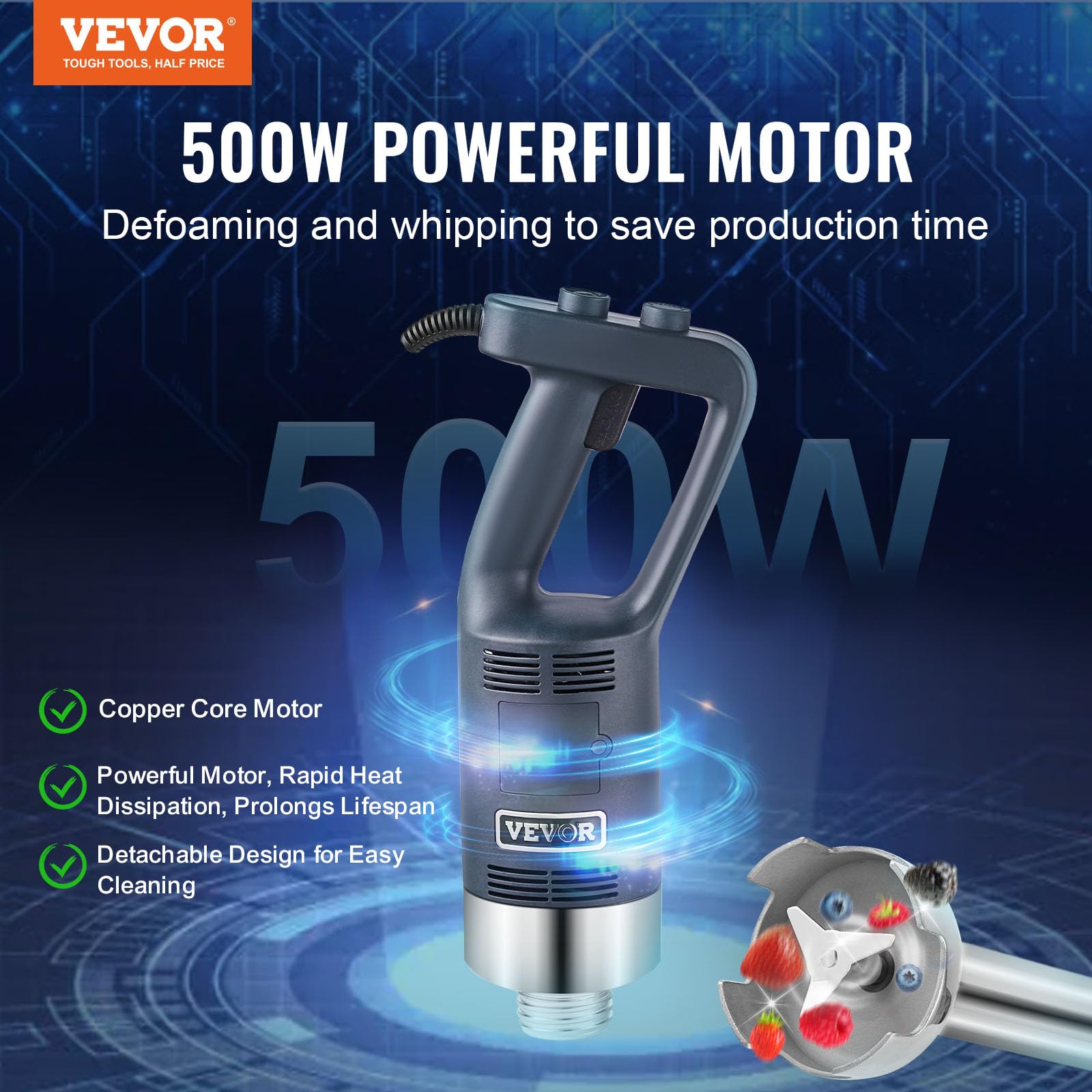 Foto 3 pulgar | Licuadora De Inmersión Vevor Commercial De 500 W Con Velocidad De 40-40 Cm - Venta Internacional.