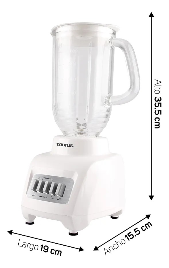 Foto 4 pulgar | Licuadora Taurus Granite 4 Vel Vaso De Vidrio 1 Lt  400w Blanco