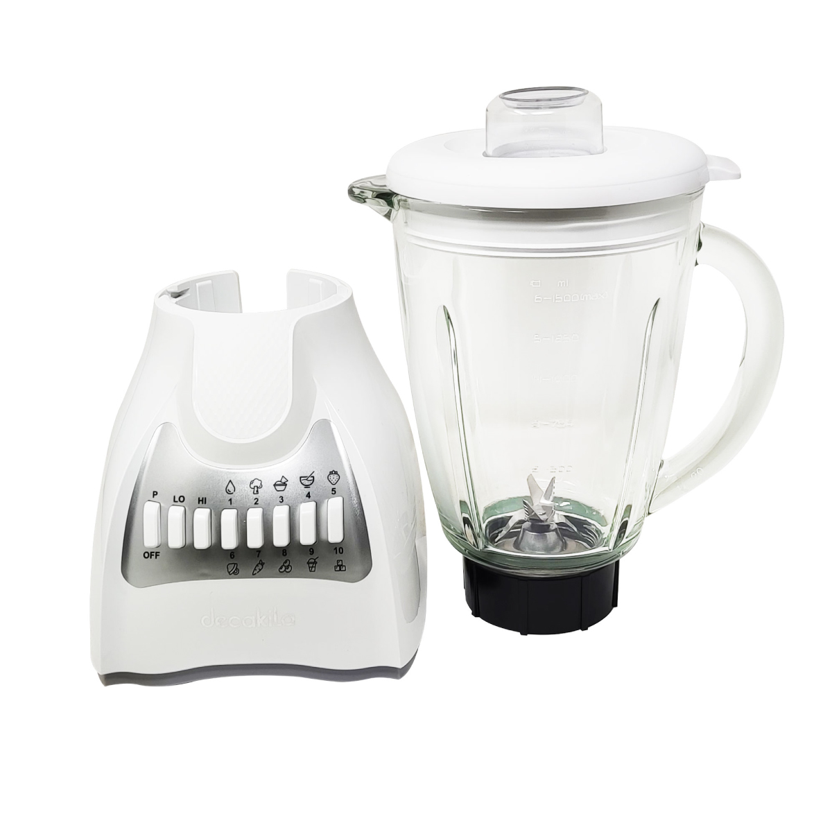Foto 2 | Licuadora 10 Velocidades. Vaso Vidrio 1.5 L. 300 W. 6 Cuchillas De Acero Inoxidable. Blanca