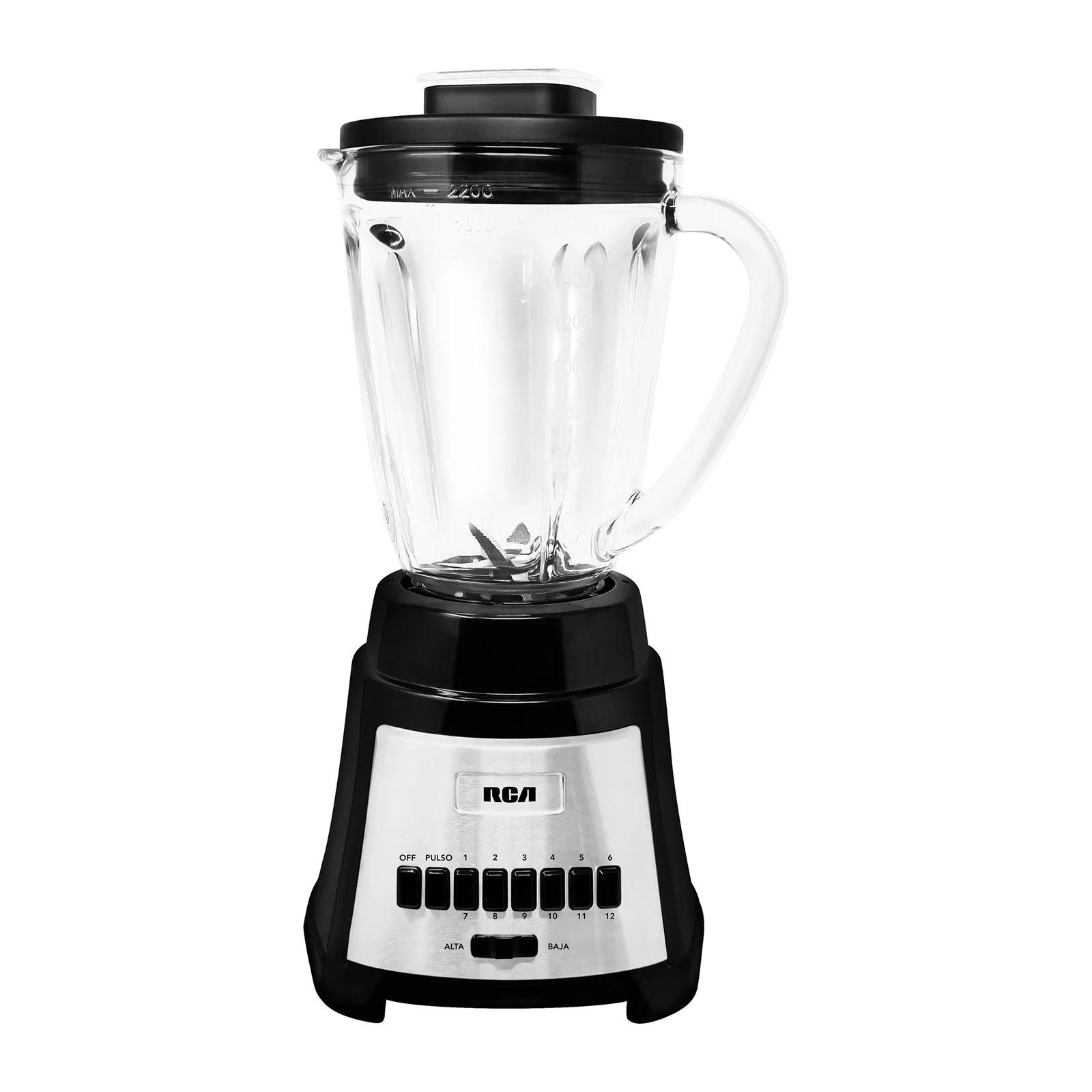 Foto 4 pulgar | Licuadora 12vel Vaso Vidrio 2.2l Base Negra Con Acero Inox Rca