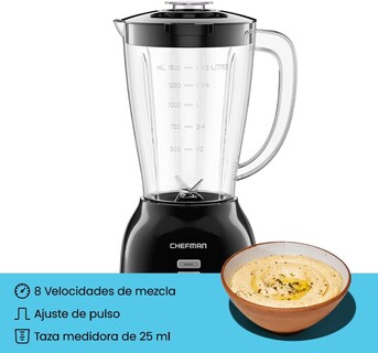 Foto 3 | Licuadora 8 Vel,base Negra,vaso Plastico Chefman