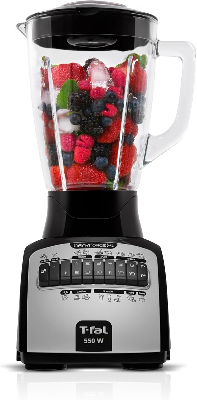 Foto 2 pulgar | Licuadora Infinyforce Xl 14v Negra Vidrio, 2.2 Litros, 550w Marca T-fal