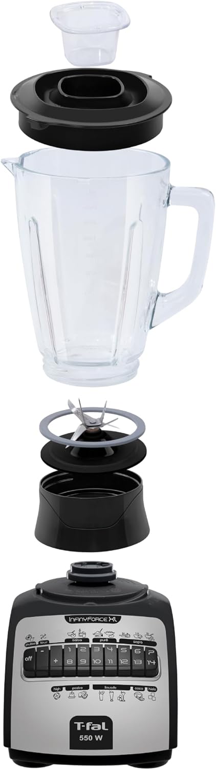 Foto 6 pulgar | Licuadora Infinyforce Xl 14v Negra Vidrio, 2.2 Litros, 550w Marca T-fal