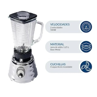Foto 4 | Licuadora 2vel. 1.25l Cromada 500w Vaso Vidrio Oster