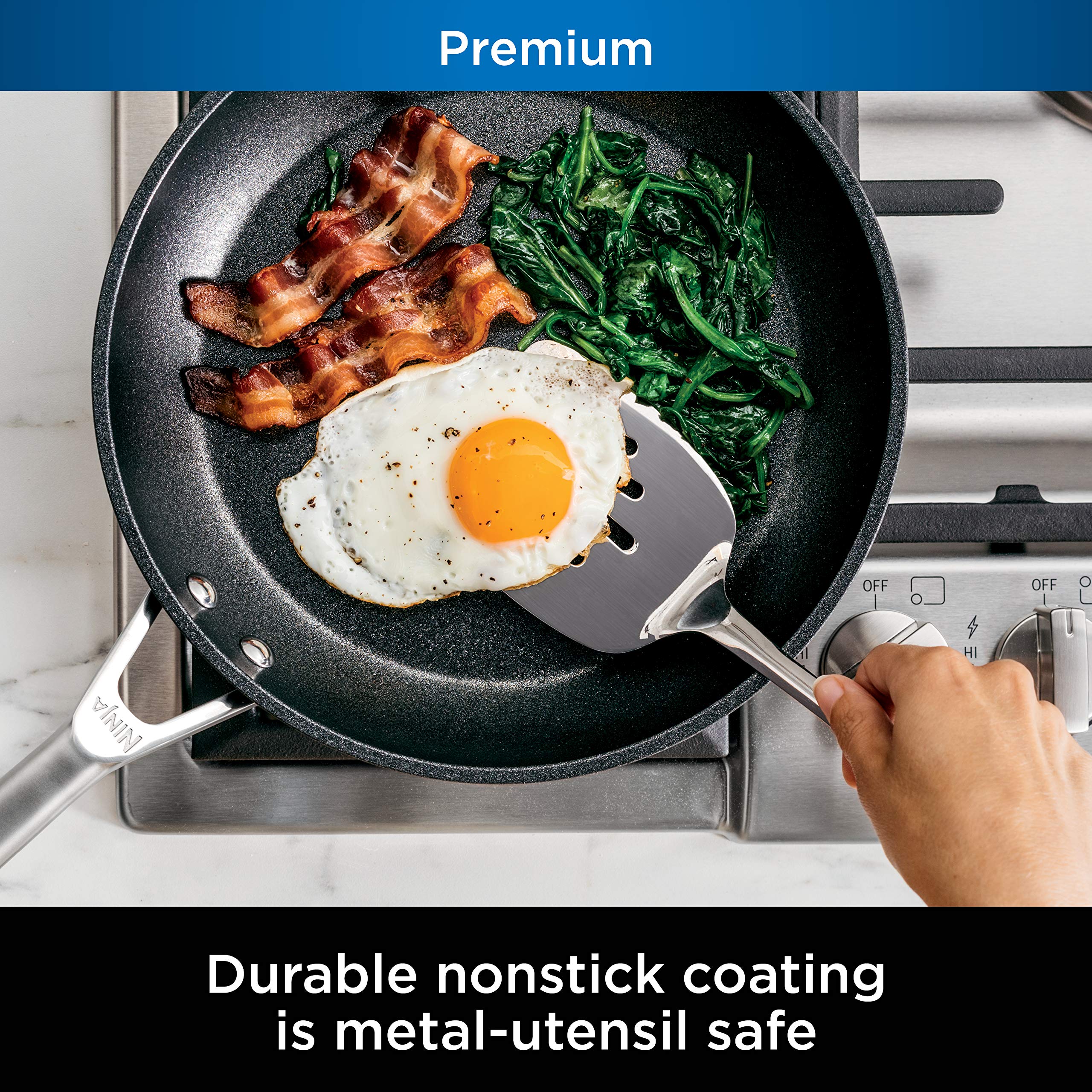 Foto 2 | Juego De Utensilios De Cocina Ninja Foodi Neverstick Premium De 3 Piezas, Color Gris - Venta Internacional.