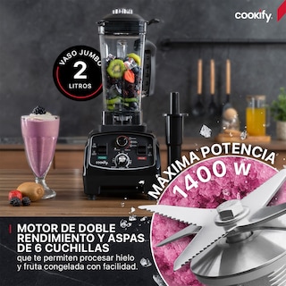 Foto 2 | Licuadora Profesional De Alta Potencia Cookify, 1400w, Velocidad Ajustable, Tritura Hielo, Vaso De 2 Lts