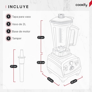 Foto 4 | Licuadora Profesional De Alta Potencia Cookify, 1400w, Velocidad Ajustable, Tritura Hielo, Vaso De 2 Lts