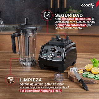 Foto 6 | Licuadora Profesional De Alta Potencia Cookify, 1400w, Velocidad Ajustable, Tritura Hielo, Vaso De 2 Lts
