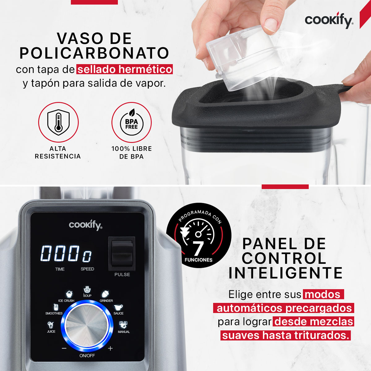 Foto 4 pulgar | Licuadora Digital Cookify, Uso Rudo, 7 Programas Preestablecidos para Máxima Comodidad, Vaso De 1.6 Lts