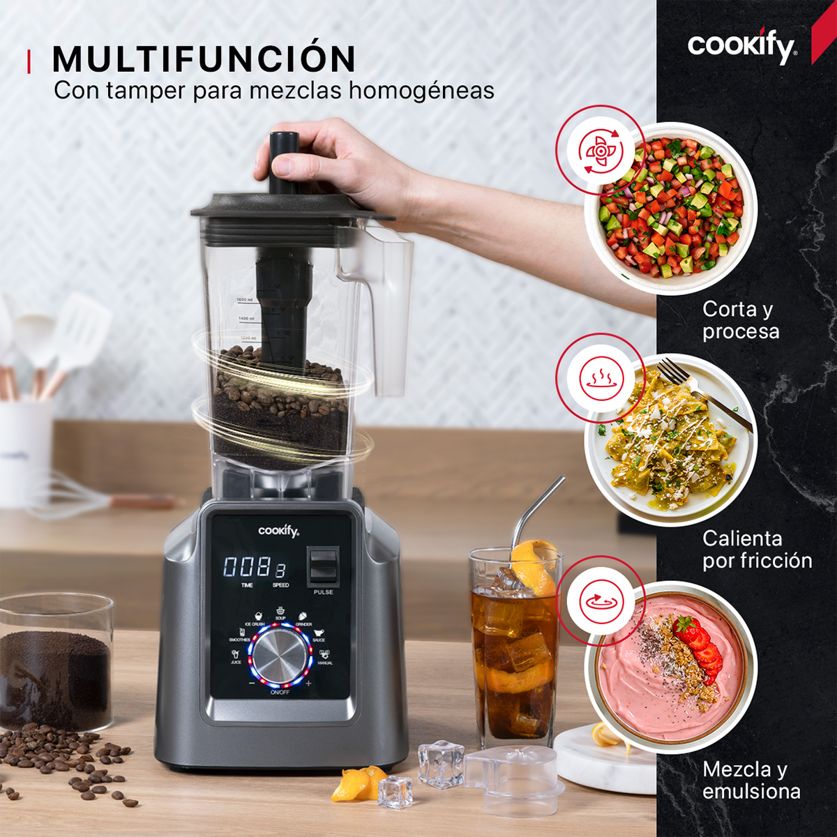 Foto 4 | Licuadora Digital Cookify, Uso Rudo, 7 Programas Preestablecidos para Máxima Comodidad, Vaso De 1.6 Lts