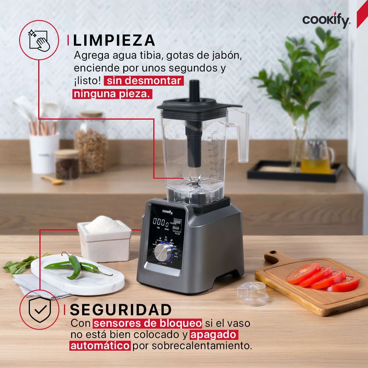 Foto 7 pulgar | Licuadora Digital Cookify, Uso Rudo, 7 Programas Preestablecidos para Máxima Comodidad, Vaso De 1.6 Lts