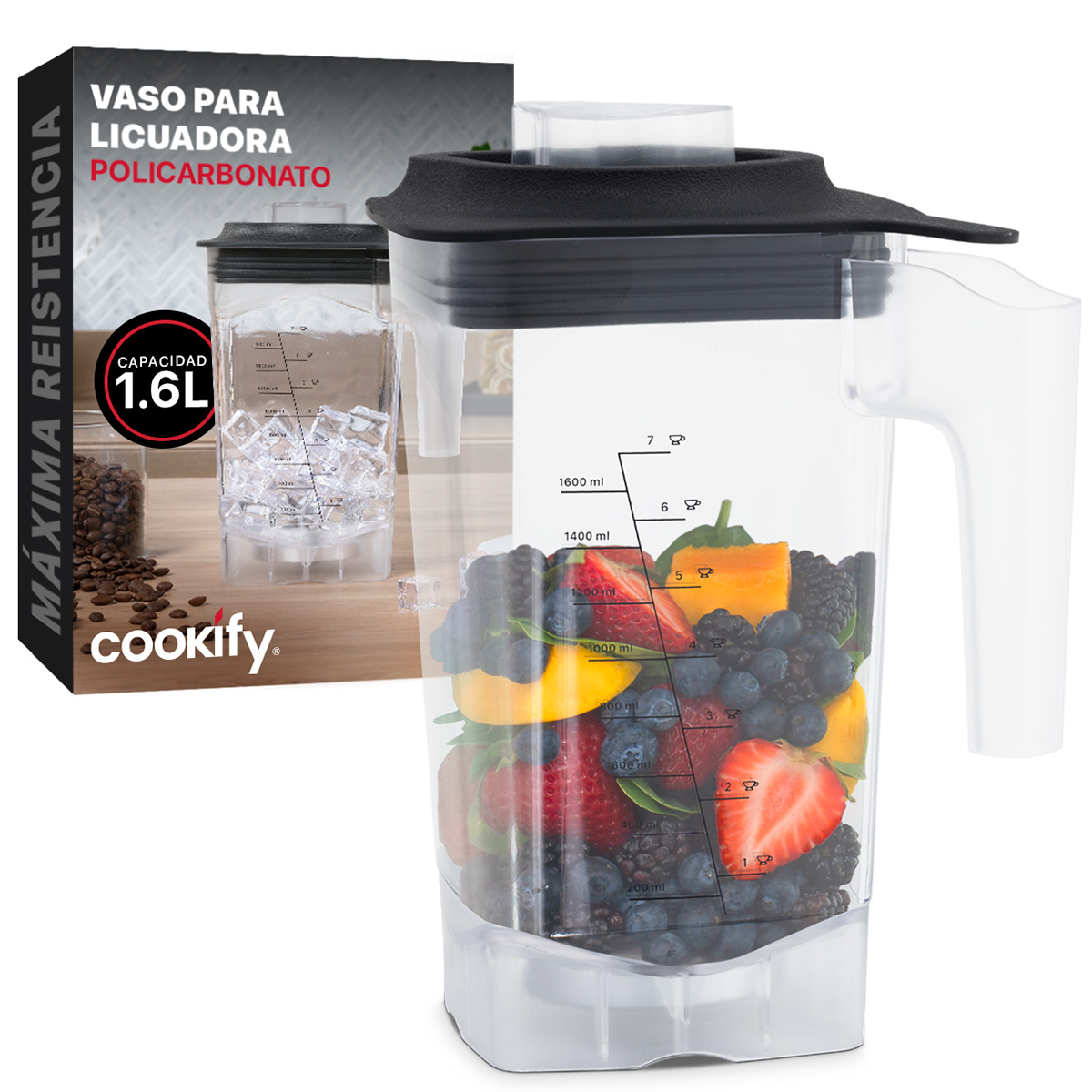 Foto 2 pulgar | Vaso De Repuesto Para Licuadora Cookify 1.6 Lts Con Aspas De Acero Inoxidable (pb005)