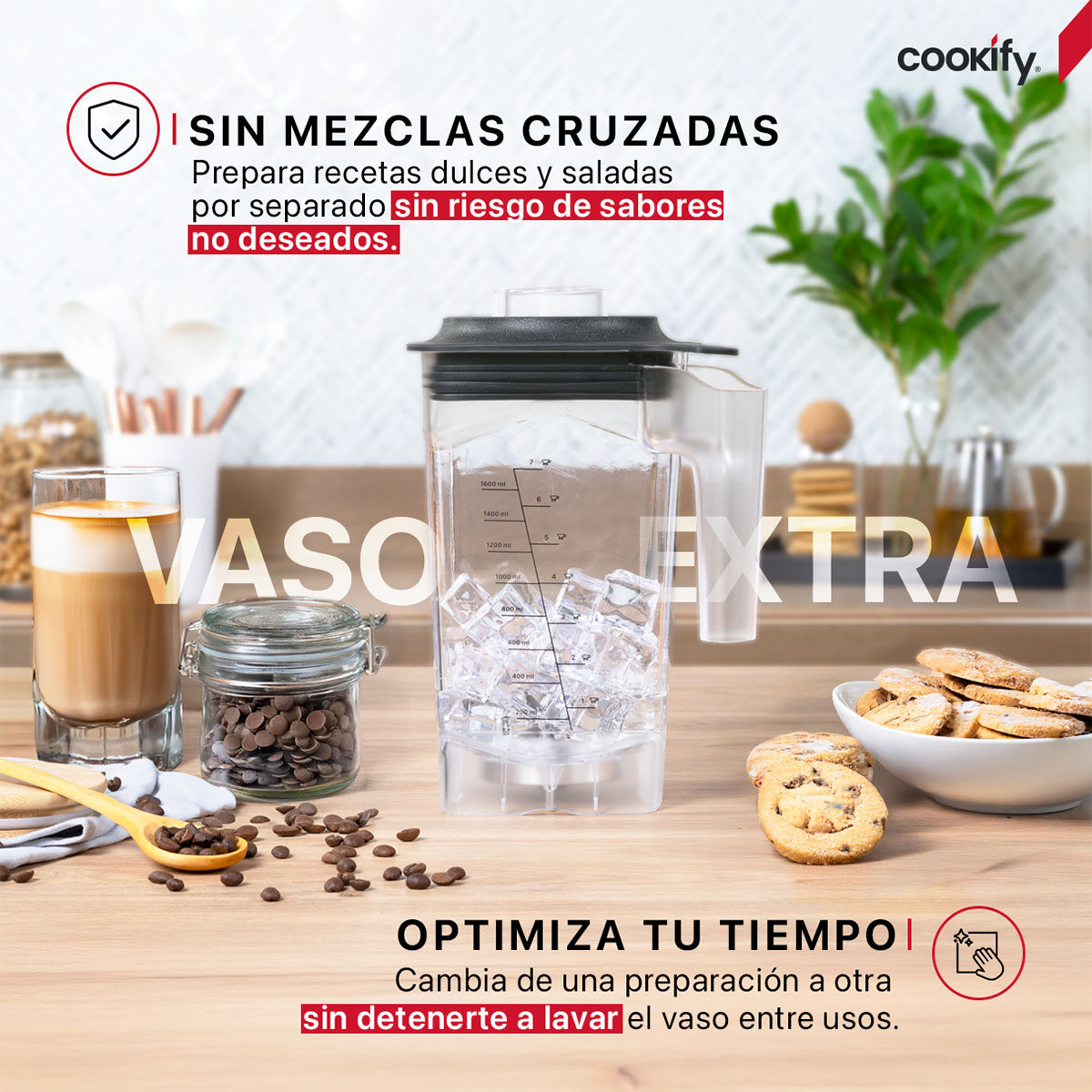 Foto 3 pulgar | Vaso De Repuesto Para Licuadora Cookify 1.6 Lts Con Aspas De Acero Inoxidable (pb005)