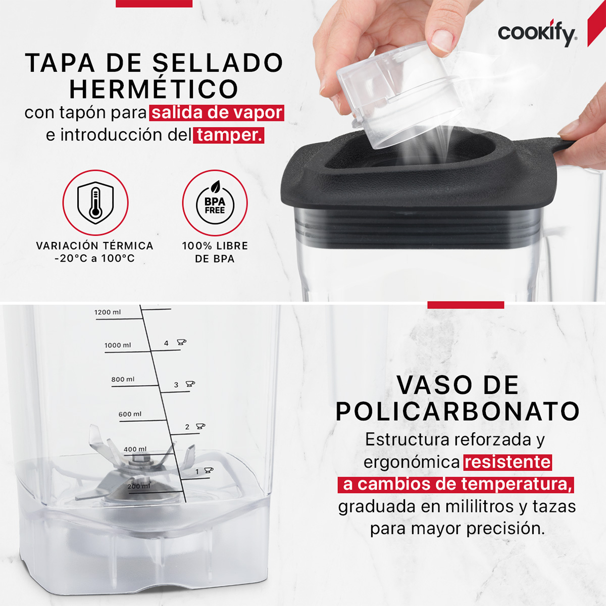 Foto 4 pulgar | Vaso De Repuesto Para Licuadora Cookify 1.6 Lts Con Aspas De Acero Inoxidable (pb005)
