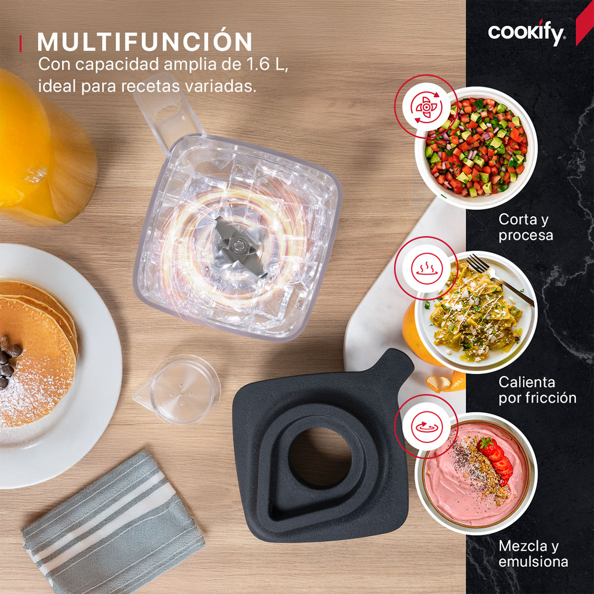 Foto 7 pulgar | Vaso De Repuesto Para Licuadora Cookify 1.6 Lts Con Aspas De Acero Inoxidable (pb005)