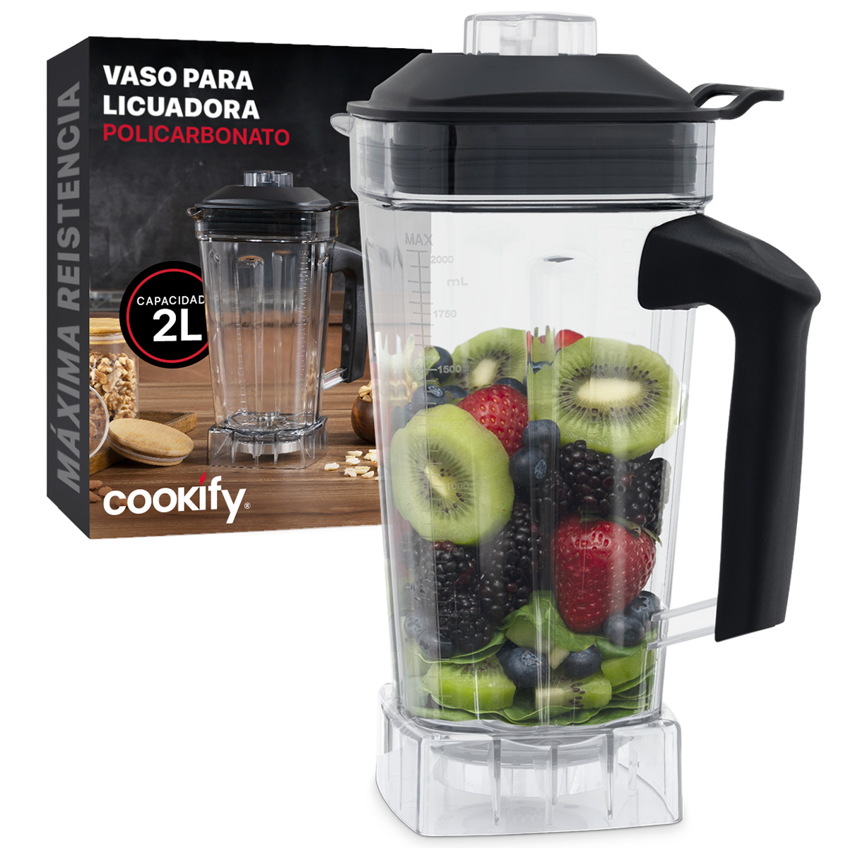 Foto 2 pulgar | Vaso De Repuesto Para Licuadora Cookify 2 Lts Con Aspas De Acero Inoxidable (pb004)