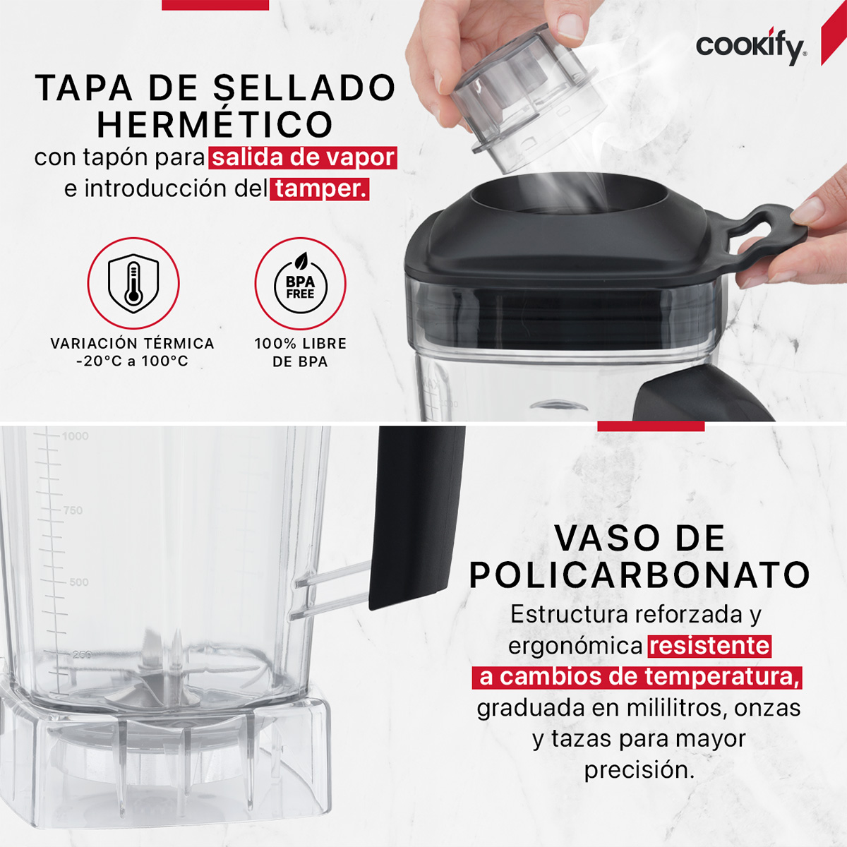 Foto 4 pulgar | Vaso De Repuesto Para Licuadora Cookify 2 Lts Con Aspas De Acero Inoxidable (pb004)