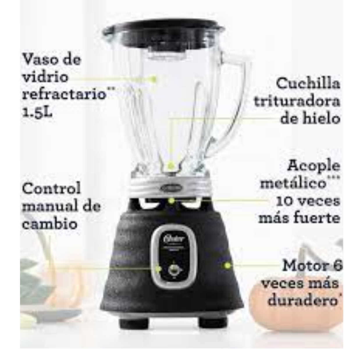 Foto 4 pulgar | Licuadora 1000w Vaso Vidrio Color Negra De Palanca (2114099) Oster
