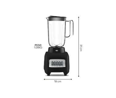 Foto 4 | Licuadora Vaso Plástico De 1.25 Litros 4 Velo Eo Safe Imports Esi-20322 Negro