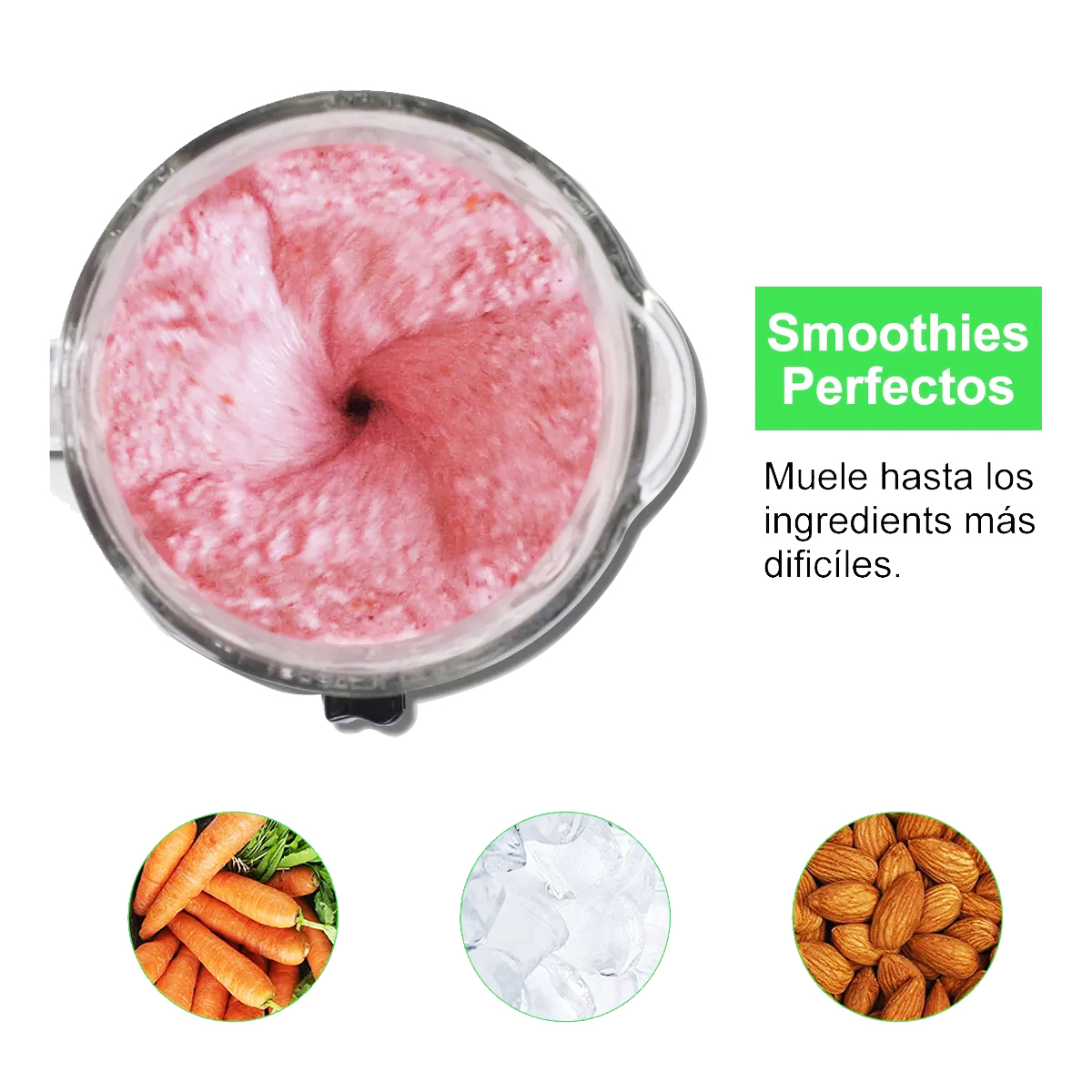 Foto 7 pulgar | Licuadora Profesional 850w Con Vaso De Vidrio 1.5l + Vaso Molinillo 150ml  6 Cuchillas Inox  5 Velocidades  Acero In