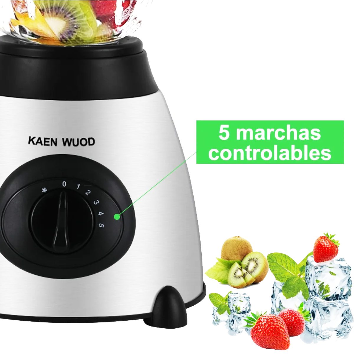 Foto 8 pulgar | Licuadora Profesional 850w Con Vaso De Vidrio 1.5l + Vaso Molinillo 150ml  6 Cuchillas Inox  5 Velocidades  Acero In