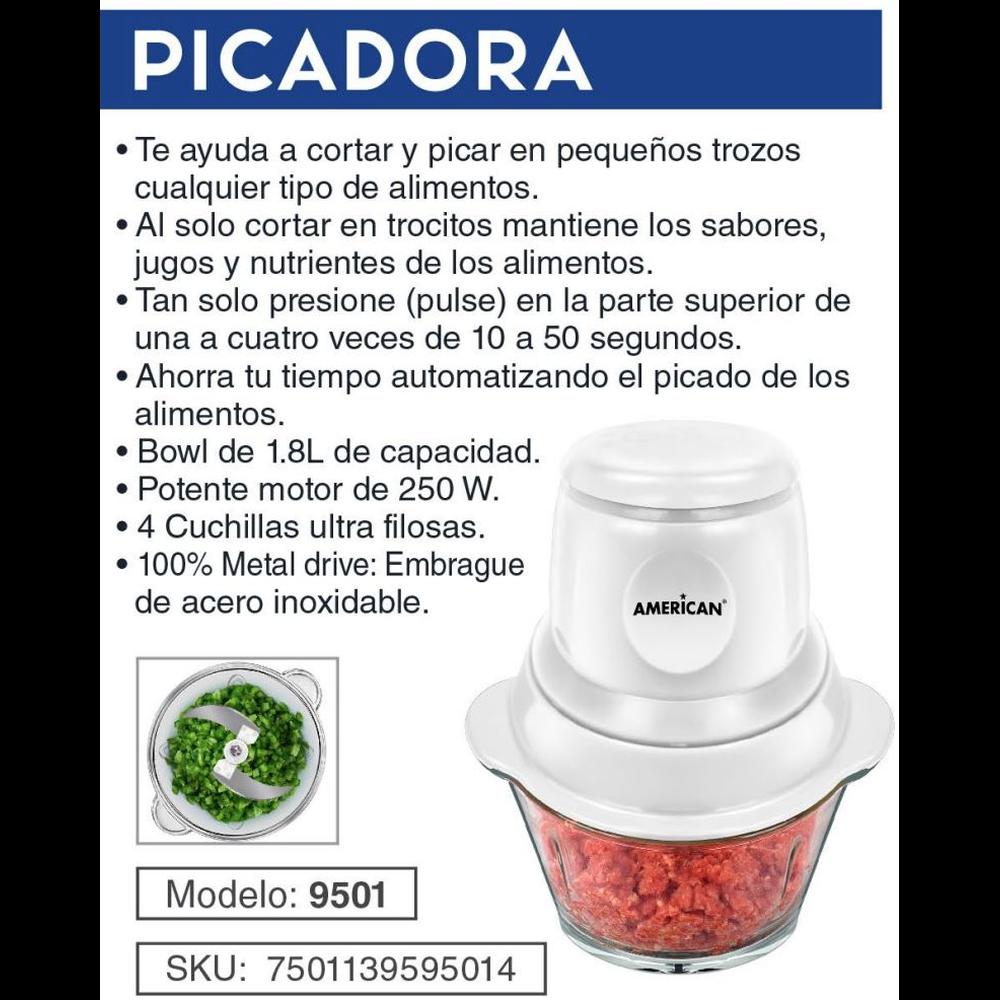 Foto 4 pulgar | Picadora de Alimentos American 9501 olor blanco 1.8 L 4 Cuchillas