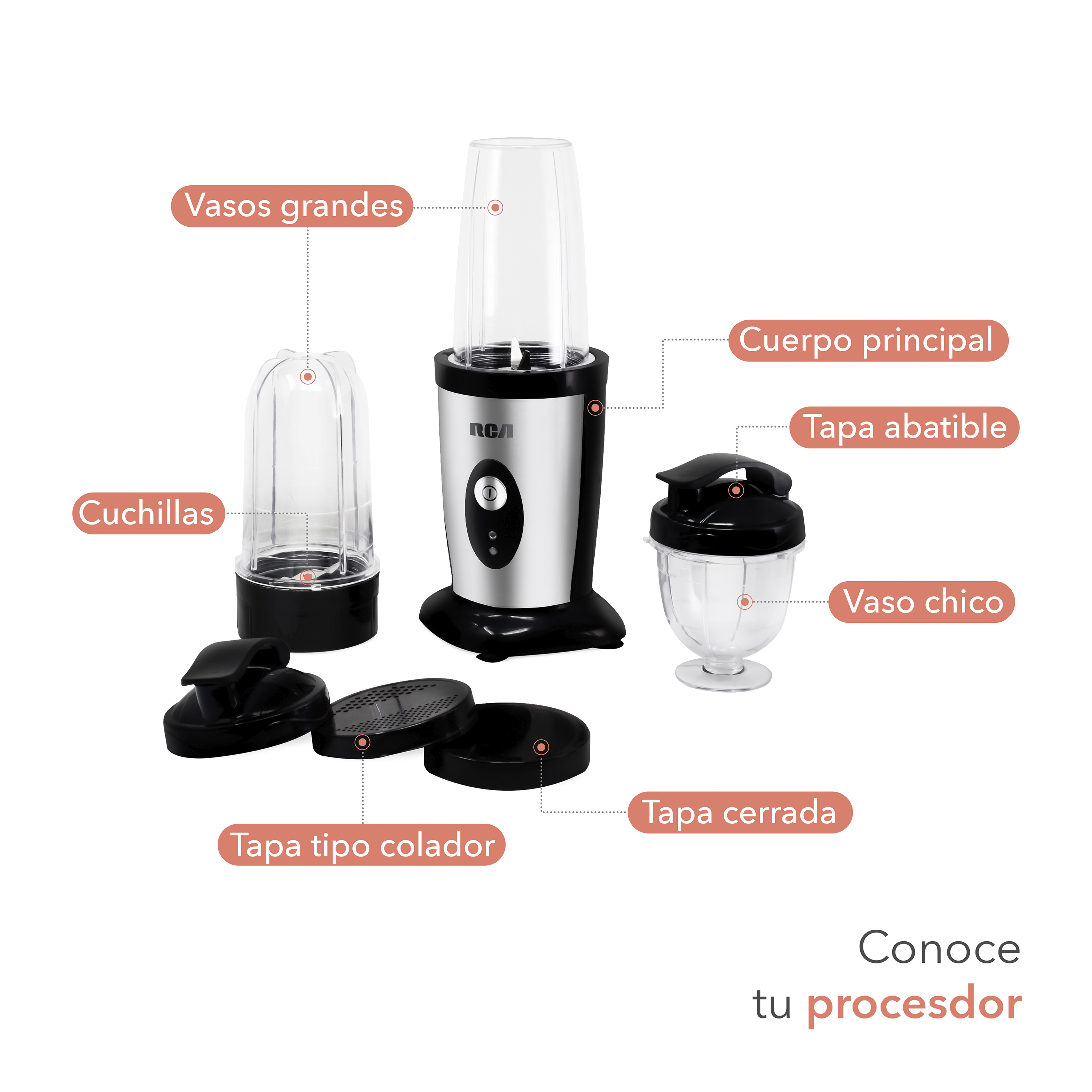 Foto 4 pulgar | Procesador de Alimentos Rc-3199 Negro con Accesorios Intercambiables