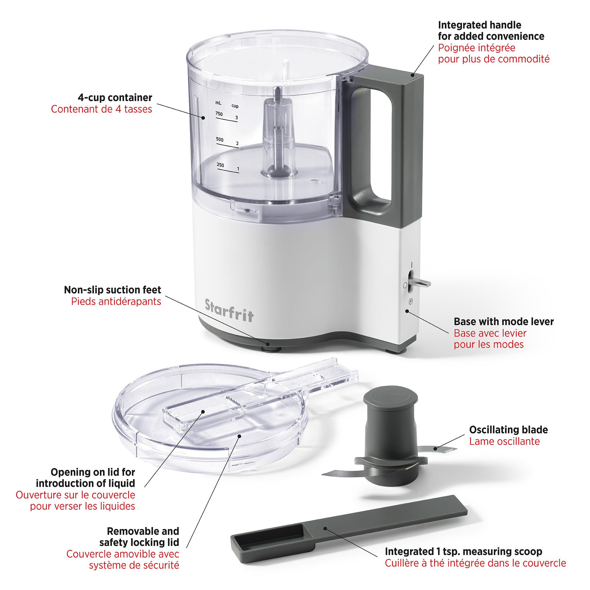 Foto 4 pulgar | Procesador de Alimentos Starfrit 4 Tazas y 3 Velocidades Blanco - Venta Internacional