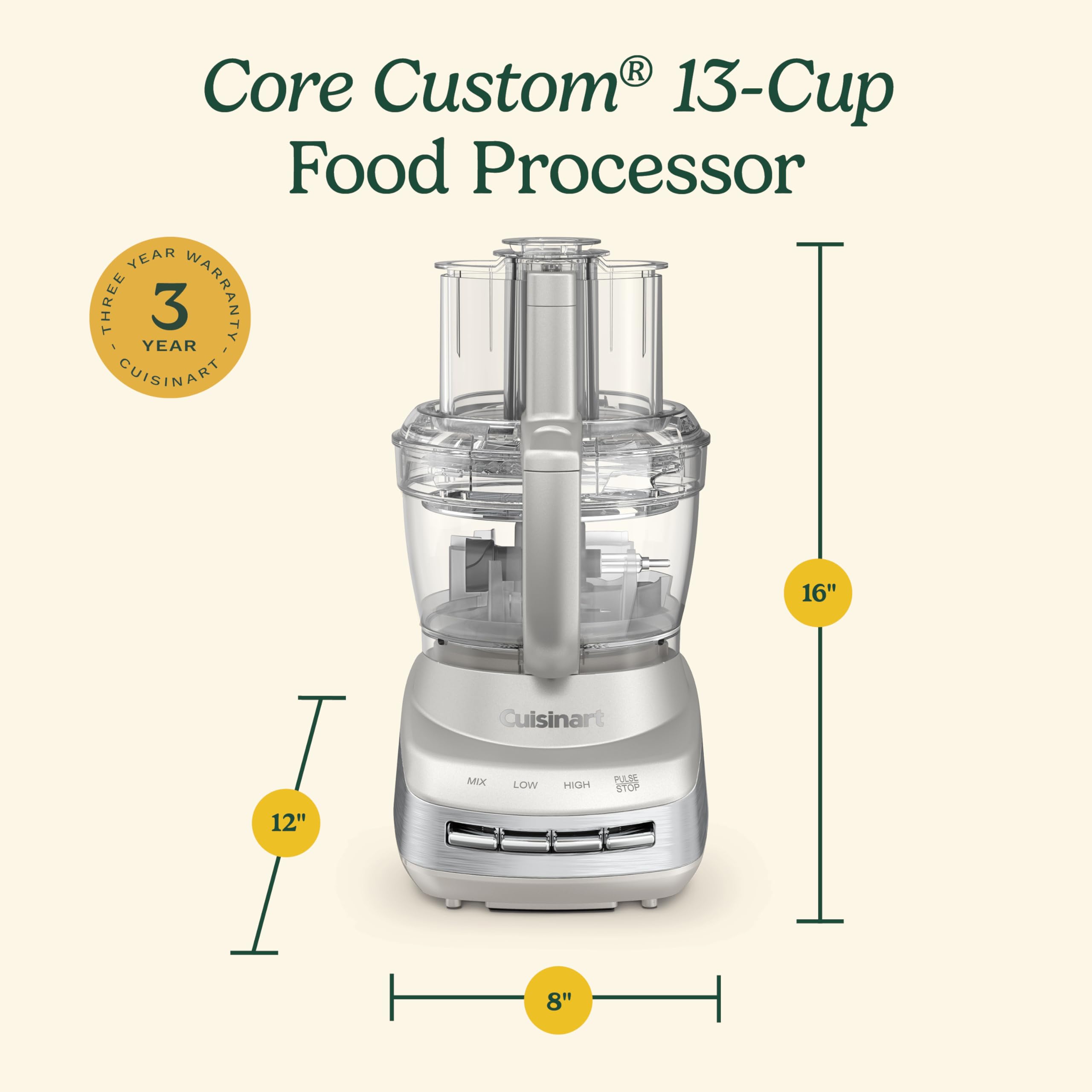Foto 4 pulgar | Procesador de Alimentos Cuisinart Fp-130ss Core Custom 13 Tazas Plateado - Venta Internacional
