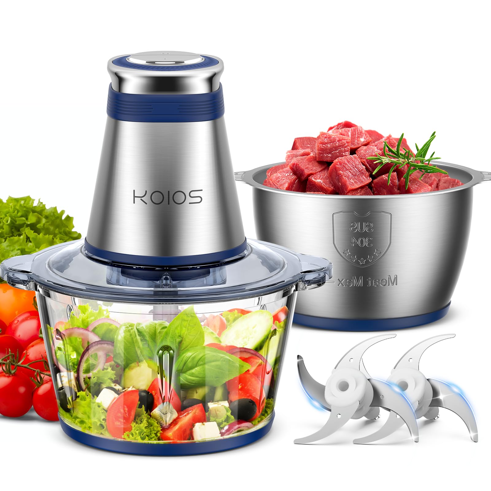 Procesador de Alimentos Koios 500 W 2 Tazones 2 Litros Azul - Venta Internacional $1,358